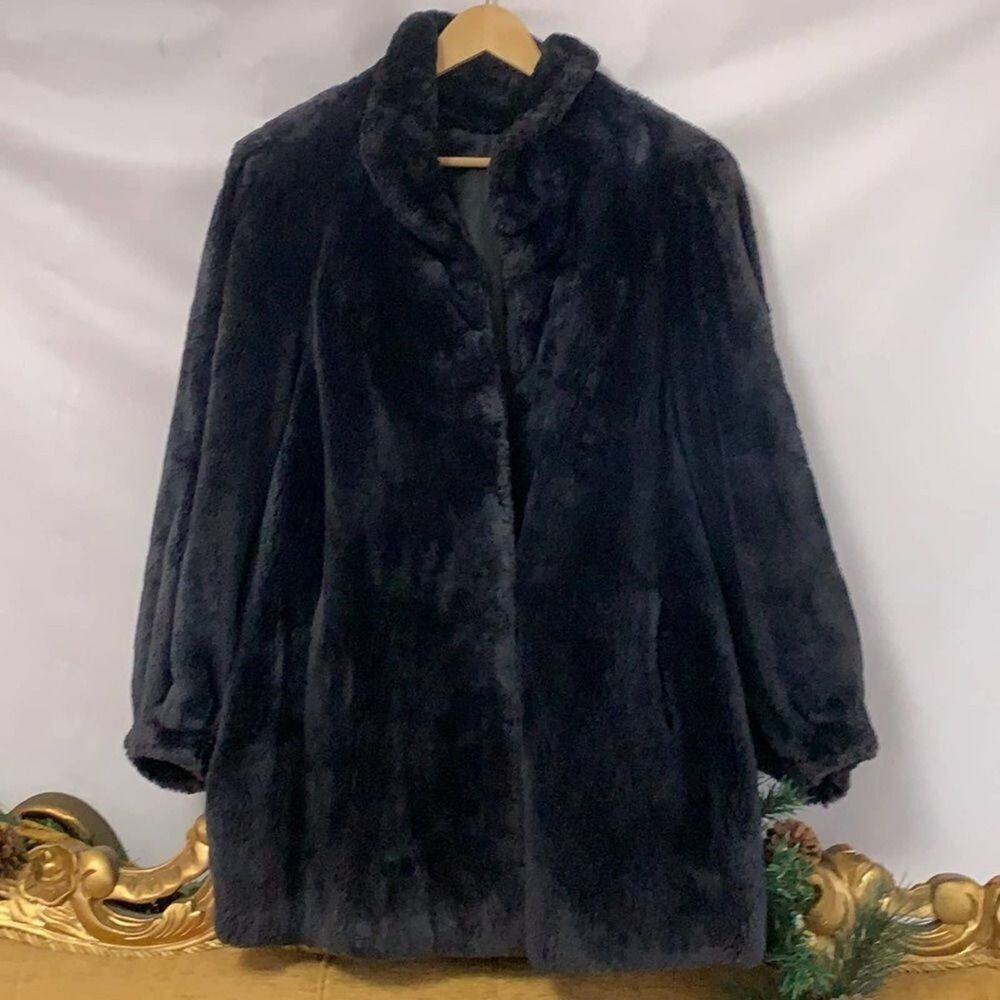 CHRISTIAN DIOR RARE BLUE‎ BULKY FUR COAT JACKET